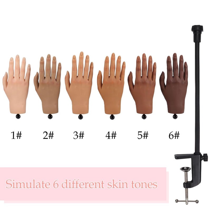 KnowU Nail Pratice Training Hand for Acrylic Nails with Stand Bracket,Soft Silicone Maniquin Hand, Flexible Bendable Nail Practice Fake Hand for Nails Art Practice Tool - Image 3